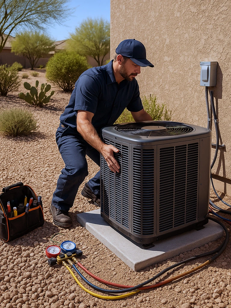 Professional AC installation and air conditioning replacement services with high efficiency units in Gilbert Chandler Mesa Arizona home