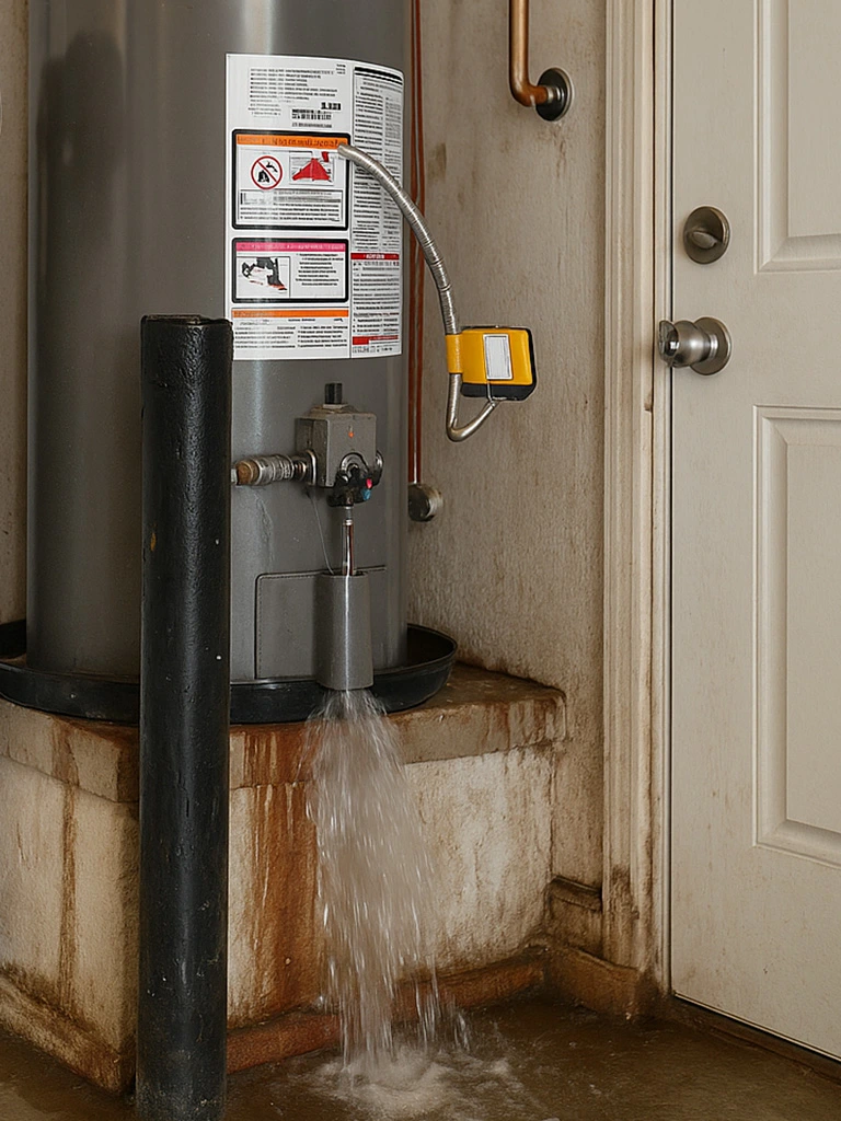 Emergency water heater technician in Gilbert Arizona responding to no hot water crisis with professional tools and replacement parts